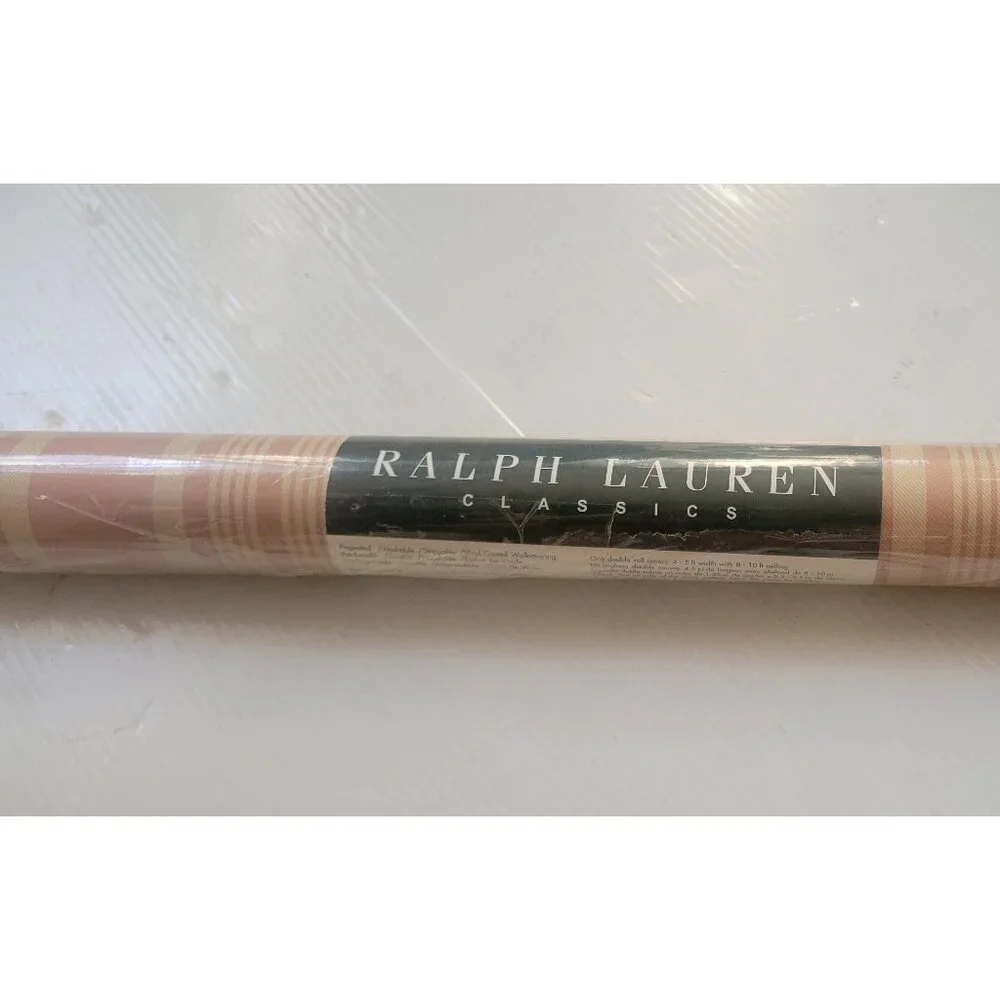 Ralph Lauren Classics Double Roll Wallpaper Tan Rose Stripes 1 Roll - (61 SQ Ft)